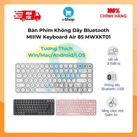 Bàn Phím Không Dây Bluetooth MIIIW Keyboard Air 85 MWXKT01, USB 2.4GHz Kết Nối 2 Thiết Bị 737378