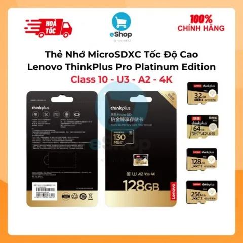 Thẻ Nhớ MicroSDXC Lenovo ThinkPlus Pro Platinum Edition 32GB/64GB/128GB/256GB – Class 10 U3 A2 V30 4K 737381