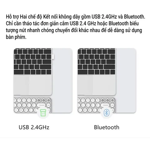Bàn Phím Không Dây Bluetooth MIIIW Keyboard Air 85 MWXKT01, USB 2.4GHz Kết Nối 2 Thiết Bị 737378