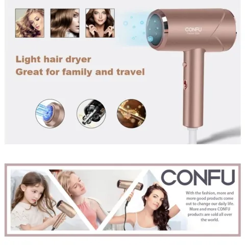 Máy Sấy Tóc CONFU KF-3139/KF-3141 - Công Suất 1800W, Bổ Sung Ion Âm, Hoạt Động Êm Ái (Hàng À Má Zôn)