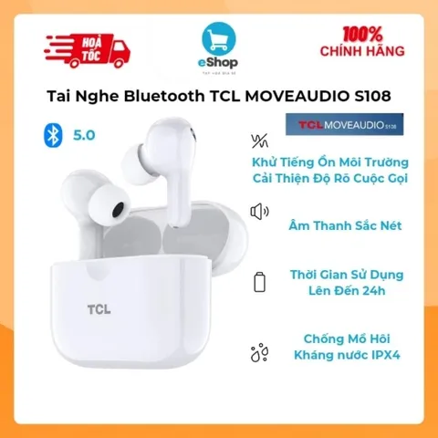 Tai Nghe Bluetooth TCL MOVEAUDIO S108 - Bluetooth 5.0, Chống Ồn ENC, Kháng Nước IPX4, Pin Lâu