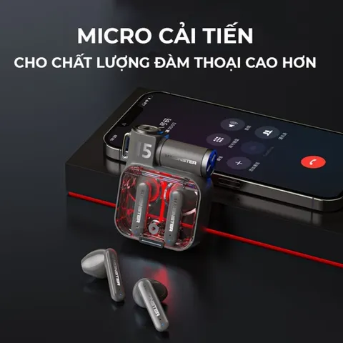 Tai Nghe Bluetooth TWS Monster XKT15 - ENC, Âm Thanh Hi-Fi, Bluetooth 5.3, Chế Độ Game Mode Độ Trễ Thấp