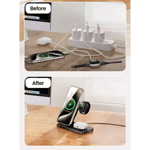 Đế Sạc Không Dây 3 in 1 TOOCKI - Dock Sạc Nhanh, Gấp Gọn, LED Hiển Thị, Hợp Kim Cao Cấp
