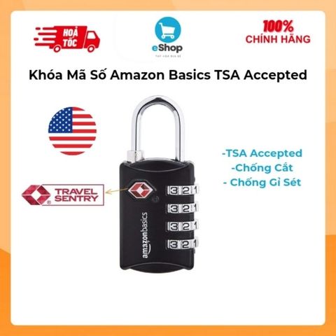 Khóa Mã Số À Má Zôn Basics TSA Accepted (Mỹ) - Khoá Vali, Tủ, Túi Xách...An Toàn