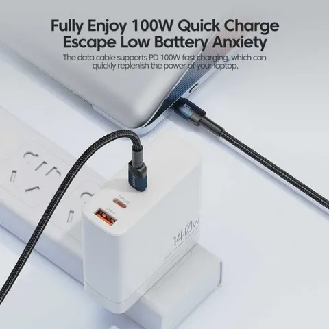 Cáp Sạc Siêu Nhanh Dây Dù C to C Toocki HY03 PD 100W Dài 1m