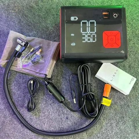 Máy Bơm Hơi Không Dây Lisen - Bơm Điện Oto Công Suất Lớn 120w Bơm Lốp Xe Hơi, Xe Đạp, Xe Máy...