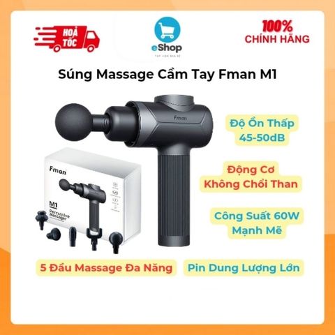 Súng Massage Cầm Tay Fman M1, Máy Massage 5 Đầu Đa Năng, Cổng Sạc Type-C (Hàng À Má Zôn)