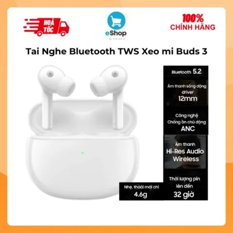 Tai Nghe Bluetooth TWS Xeo mi Buds 3 - ANC Chống Ồn Chủ Động, Xuyên Âm, Chống Nước IP55, Pin 7-32h