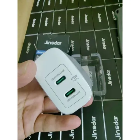 Củ Sạc Nhanh 65W GaN - Jinsdar Dual USB C Công Nghệ PD 3.0/ PPS 2.0 (Hàng À Má Zôn)