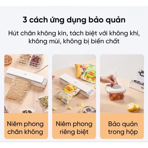 [Tặng 5 Túi ] Máy Hút Chân Không XiaoDa XD-ZKFKJ01 - Hàn Miệng Túi Tự Động - Lực Hút Mạnh, Bảo Quản Thực Phẩm