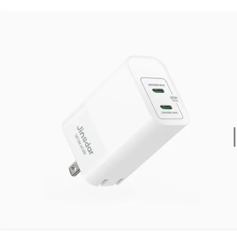 Củ Sạc Nhanh 65W GaN - Jinsdar Dual USB C Công Nghệ PD 3.0/ PPS 2.0 (Hàng À Má Zôn)
