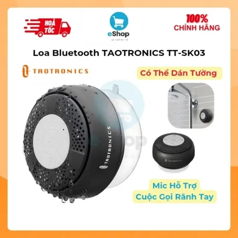 Loa Bluetooth TAOTRONICS TT-SK03, Kháng Tia Nước, Có Thể Gắn Tường, Mic Hỗ Trợ Đàm Thoại Rãnh Tay