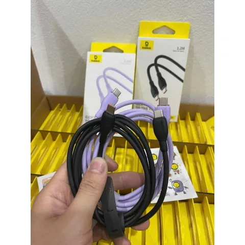 Cáp Sạc Siêu Nhanh 100W Baseus Silicone Pudding 1.2m C to C - Siêu Bền, Tặng Kèm Sticker