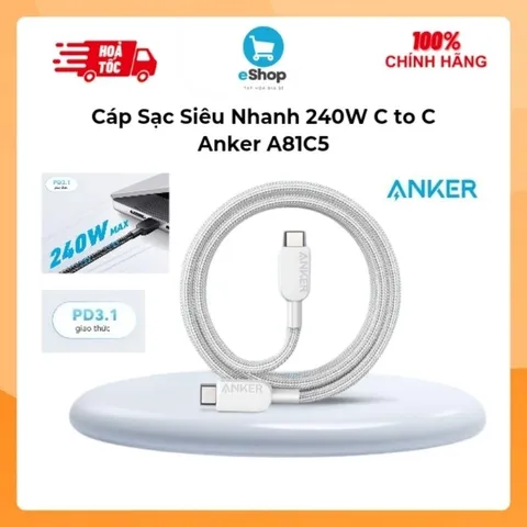 Cáp Sạc Siêu Nhanh 240W C to C Anker A81C5 PD 3.1 Dây Nylon Bện Đôi Siêu bền