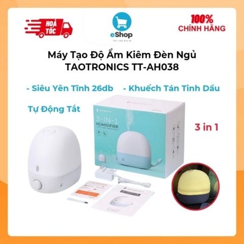 Máy Tạo Độ Ẩm TAOTRONICS TT-AH038 - Khuếch Tán Tinh Dầu Kiêm Đèn Ngủ 3 in 1