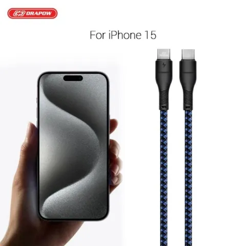 Cáp sạc siêu nhanh dây dù type C  60W , dài 3m , Drapow CZ14 , hỗ trợ iPhone 15