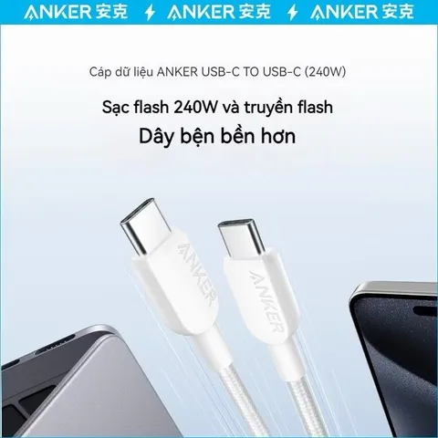 Cáp Sạc Siêu Nhanh 240W C to C Anker A81C5 PD 3.1 Dây Nylon Bện Đôi Siêu bền