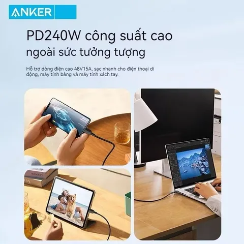 Cáp Sạc Siêu Nhanh 240W C to C Anker A81C5 PD 3.1 Dây Nylon Bện Đôi Siêu bền