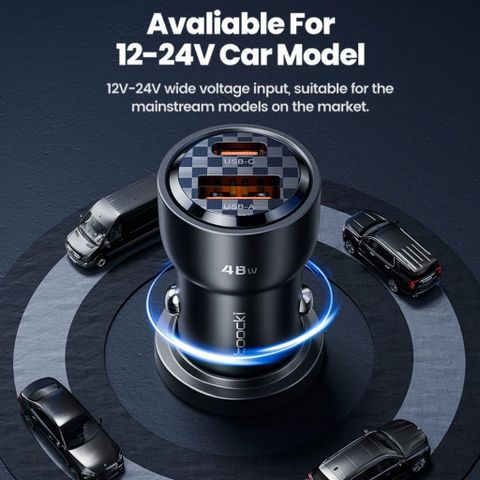 Tẩu Sạc Ô Tô 48W Toocki (Hàn Quốc) - Sạc Xe Hơi 2 Cổng USB-A QC 3.0 18W + USB-C PD 30W