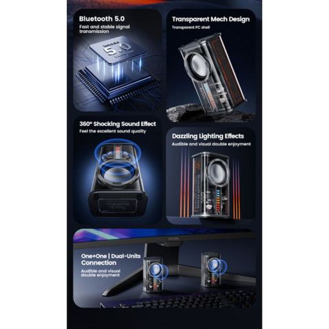 Loa Bluetooth Toocki Transparent Mecha Wireless Speaker - TWS Kết Nối 2 Loa Hiệu Ứng Âm Thanh Vòm 3D