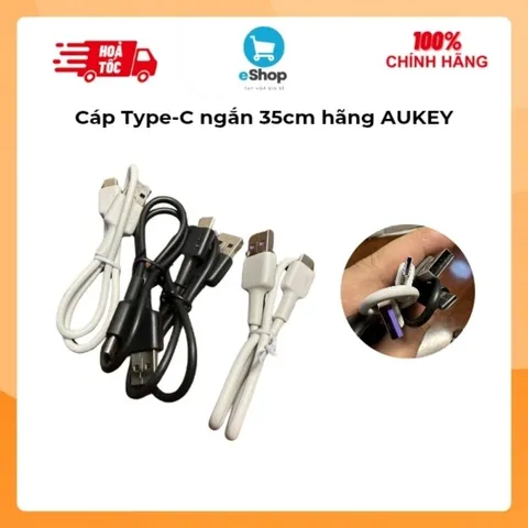 Cáp Type-C Ngắn 35cm Chính Hãng AUKEY