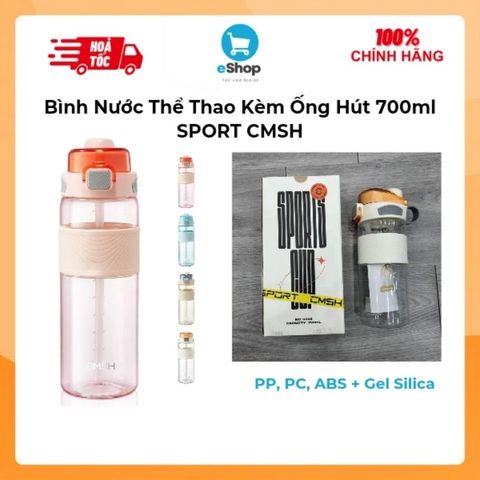 Bình Nước Thể Thao Kèm Ống Hút 700ml Chính Hãng SPORT CMSH - Bình Nước Du Lịch Cao Cấp