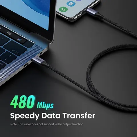 Cáp Sạc Siêu Nhanh 240W Chính Hãng U/green US535 Type C PD 3.1, Truyền Dữ Liệu 480Mbps, Dây Dù Bện + Hợp Kim Nhôm