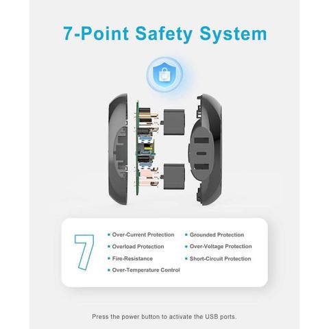 Ổ Cắm Điện Đa Năng Meauvan US06 (Hàng À má zon Mỹ ), 2 ổ 220V , 2 USB-A + 1 USB-C 15W (Tặng đầu chuyển sang 2 chấu)