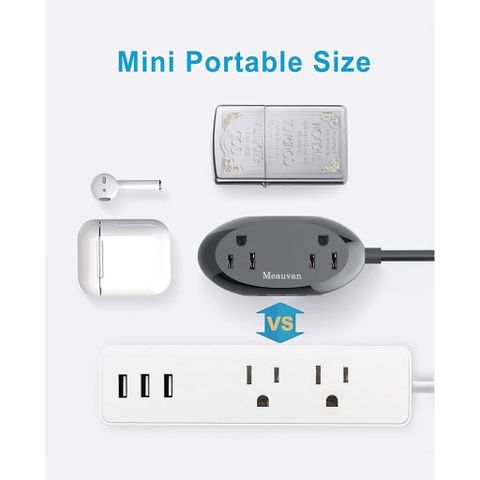 Ổ Cắm Điện Đa Năng Meauvan US06 (Hàng À má zon Mỹ ), 2 ổ 220V , 2 USB-A + 1 USB-C 15W (Tặng đầu chuyển sang 2 chấu)