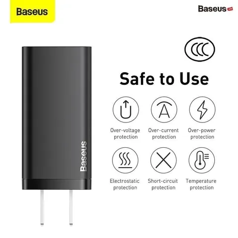 Củ Sạc Siêu Nhanh 65W Baseus GaN2 Lite Quick Charger (1A+1C/2C, PD3.0/PPS/QC4.0/SCP/FCP )
