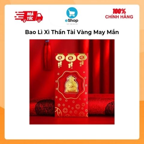 Bao Lì Xì Thần Tài Vàng May Mắn - Thu Hút Tài Lộc Đầu Năm Mới, Quà Tặng Phong Thủy Độc Đáo Ý Nghĩa