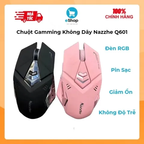 Chuột Gamming Không Dây Nazzhe Q601 - Pin Sạc, Đèn RGB, Độ Ồn Thấp Thiết Kế Mạnh Mẽ