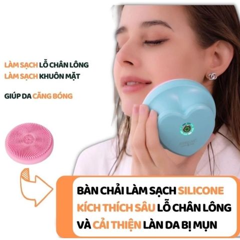 Bàn Chải Tắm Điện Kết Hợp Máy Rửa Mặt 2 Trong 1 - Máy Chà Lưng Với 4 Đầu Thay Thế