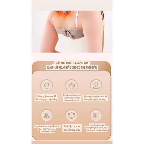 Máy Massage 6D AUX Không Dây Đa Năng - Máy Massage Cổ Vai Gáy Cao Cấp Có Nhiệt Hồng Ngoại Giảm Đau Hiệu Quả