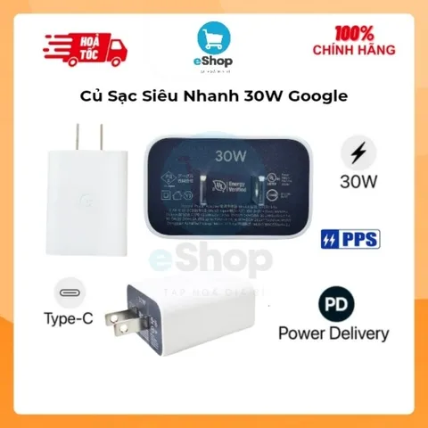 Củ Sạc Nhanh Google 30W USB-C, Chuẩn PPS, PD, Sạc Full ip27w 737483