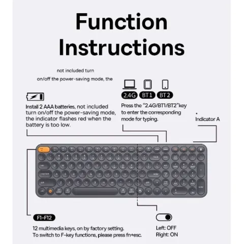 Bàn Phím Bluetooth Baseus K01A/K01B Fullsize Tri-Mode Gõ Êm Không Ồn Usb 2.4Hz 737492