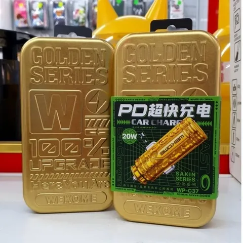 Tẩu Sạc Nhanh Ô Tô WEKOME WP-C37 2 Cổng USB Type-C Sạc Nhanh QC 3.0 22.5W, PD 20W Hợp Kim Mạ Vàng