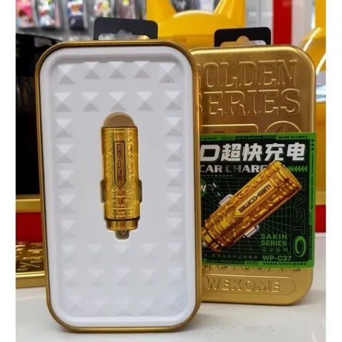 Tẩu Sạc Nhanh Ô Tô WEKOME WP-C37 2 Cổng USB Type-C Sạc Nhanh QC 3.0 22.5W, PD 20W Hợp Kim Mạ Vàng