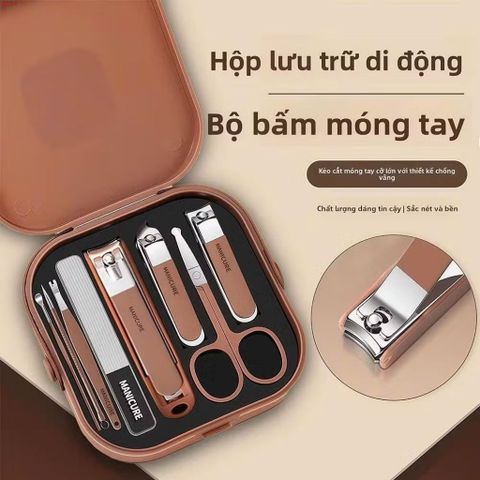 Bộ Dụng Cụ Làm Móng Tiện Lợi 8 Món Thép Không Gỉ Bền Bỉ, Kèm Hộp Đựng Nhỏ Gọn Tiện Lợi