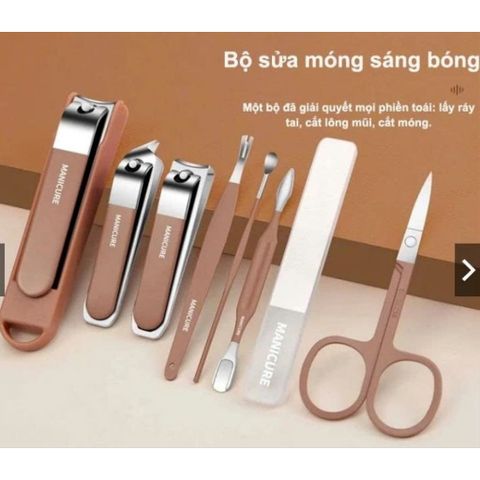 Bộ Dụng Cụ Làm Móng Tiện Lợi 8 Món Thép Không Gỉ Bền Bỉ, Kèm Hộp Đựng Nhỏ Gọn Tiện Lợi