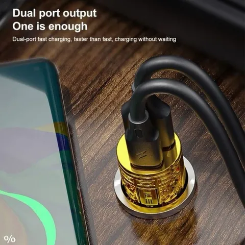 Tẩu Sạc Nhanh Ô Tô WEKOME WP-C37 2 Cổng USB Type-C Sạc Nhanh QC 3.0 22.5W, PD 20W Hợp Kim Mạ Vàng