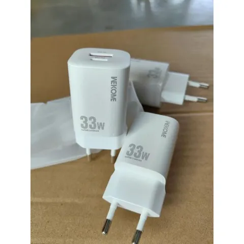 Củ Sạc Nhanh 33W Wekome WP-U140 Công Nghệ Gan, 2 Cổng Sạc Type C + USB Hỗ Trợ Sạc Nhanh PD/QC/PPS