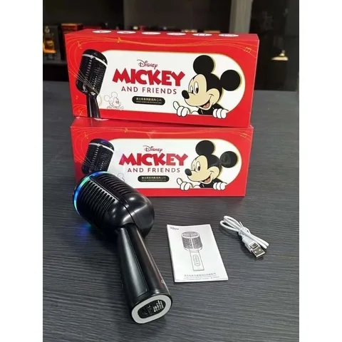 Micro Karaoke Kèm Loa Disney Mickey And Friends QK01 - Hiệu Ứng Đèn LED Đổi Màu, Khe Thẻ Nhớ TF ,Cổng 3.5mm, Sạc Type C