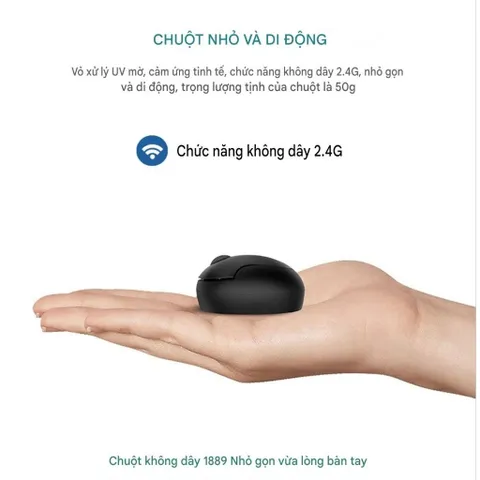 Chuột Không Dây FD Mini i889 Wireless - Pin Sạc, Siêu Nhỏ Gọn Nết Nối 20m, Kèm Cáp Sạc
