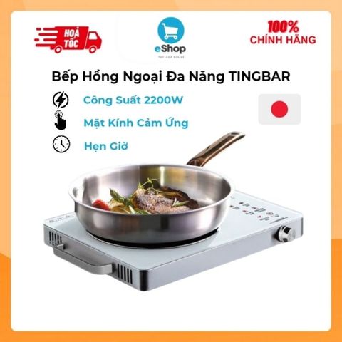 Bếp Hồng Ngoại Đa Năng TINGBAR / DINK Mặt Kính Vân Đá, Cảm Ứng, Công Suất 2200w, Hẹn Giờ (Xuất Nhật)