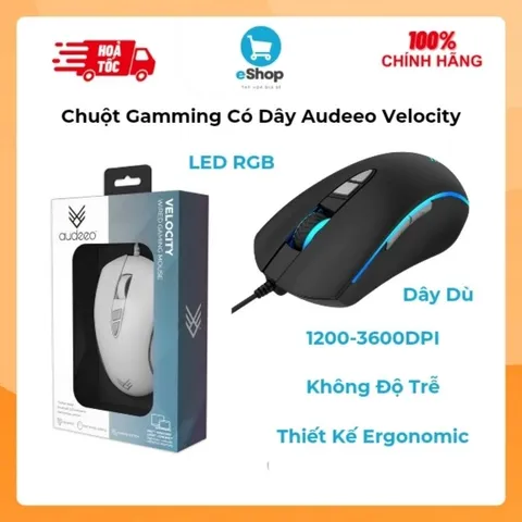 Chuột Gamming có dây Audeeo Velocity - Dây Dù, Led RGB, Siêu Nhạy