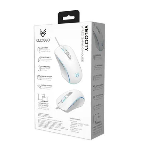 Chuột Gamming có dây Audeeo Velocity - Dây Dù, Led RGB, Siêu Nhạy