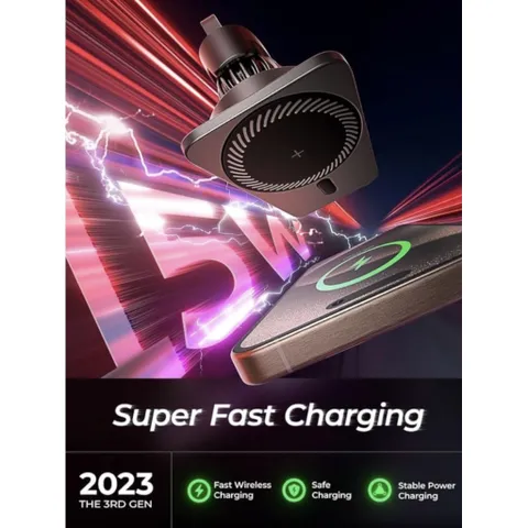 Đế Giữ Điện Thoại Sạc Nhanh Không Dây Từ Tính 15W LISEN Chuẩn Qi 3.0 Khoá Cửa Gió Ô Tô Hợp Kim Nhôm