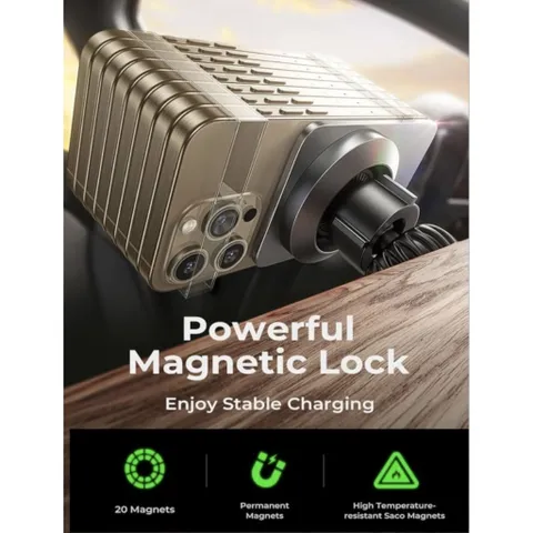 Đế Giữ Điện Thoại Sạc Nhanh Không Dây Từ Tính 15W LISEN Chuẩn Qi 3.0 Khoá Cửa Gió Ô Tô Hợp Kim Nhôm