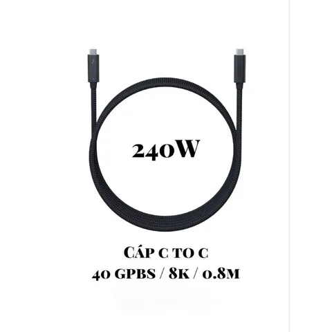 Cáp Sạc Siêu Nhanh 240W C to C, USB Thunderbold 4, Tốc Độ 40 Gbps, Xuất Hình Ảnh 8K 60FPS